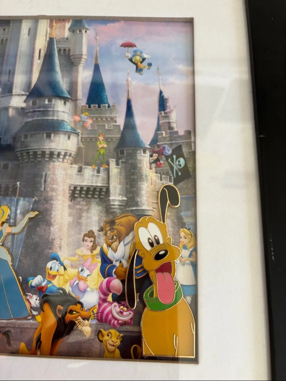 Disney Cinderella Castle‎ lithograph print that includes four collectible pins